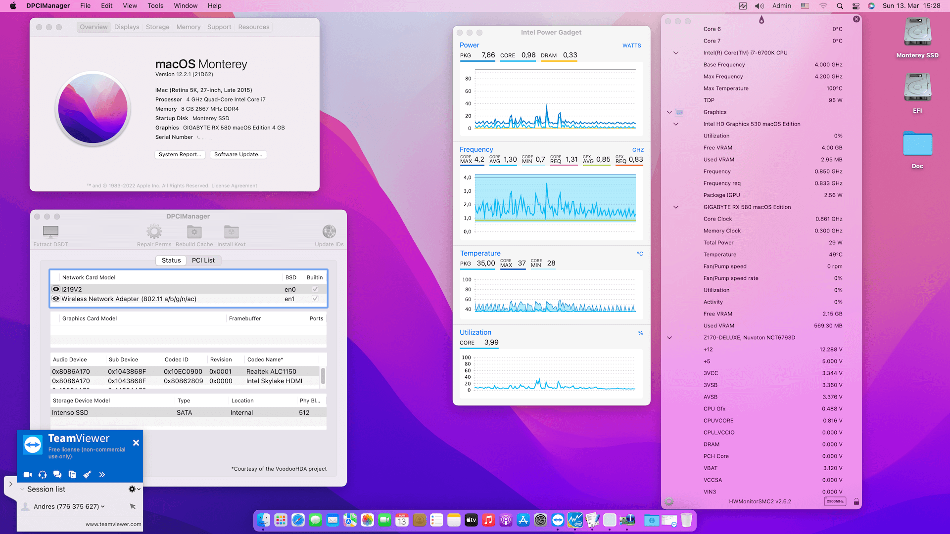 Success Hackintosh macOS Monterey 12.2.1 Build 21D62 in Asus Z170-Deluxe + Intel Core i7 6700K + Gigabyte RX 580